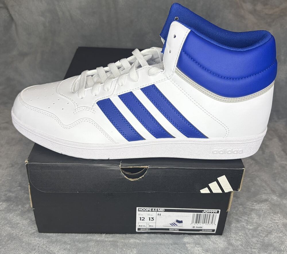 adidas Hoops 4.0 Mid Unisex Kids Mid Top Sneaker White/Blue US 12